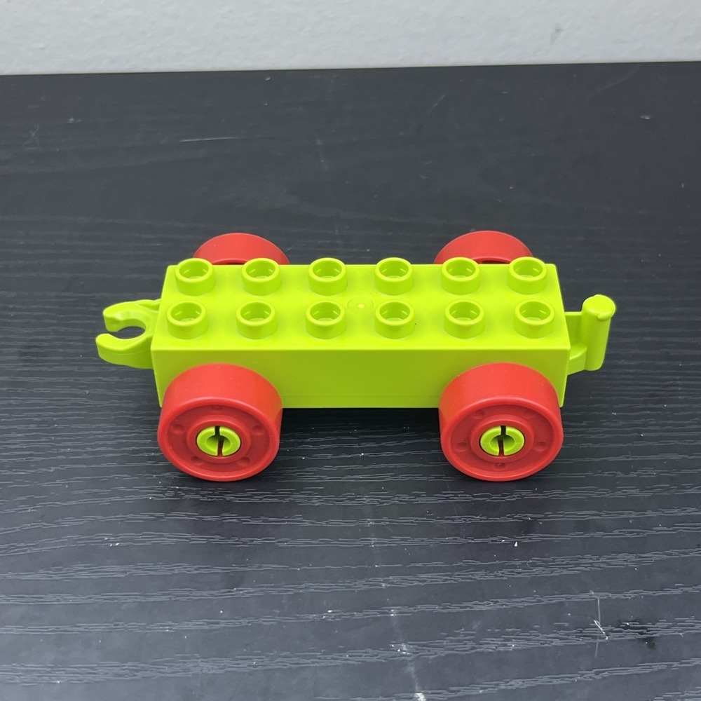 LEGO DUPLO Light Green Vehicle Base Red Wheels Replacement Car Chassis Block